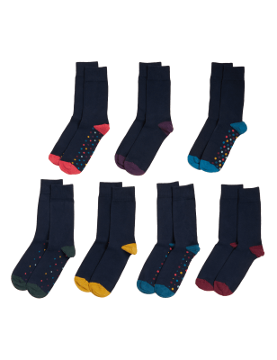 

Mens M&S Collection 7pk Cool & Fresh™ Assorted Socks - Navy Mix, Navy Mix