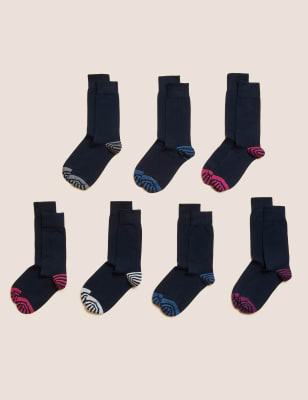 

Mens M&S Collection 7er-Pack gestreifte Cool & Fresh™-Socken mit hohem Baumwollanteil - Navy Mix, Navy Mix