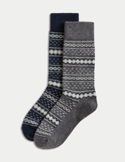 2pk Fair Isle Boot Socks