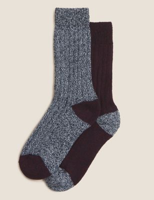 

Mens M&S Collection 2pk Wool Blend Socks - Burgundy Mix, Burgundy Mix