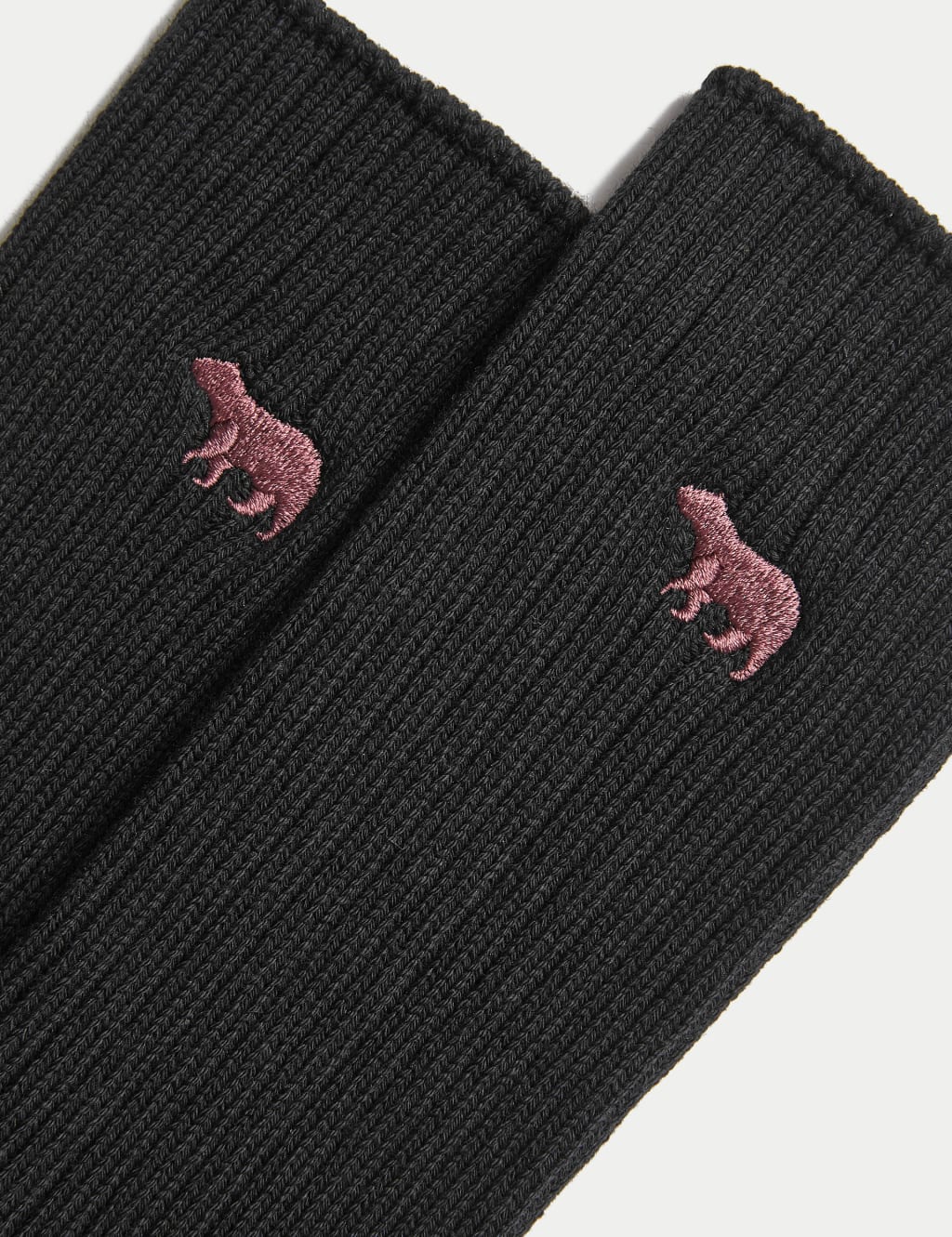 2pk Bear Embroidered Cotton Rich Socks image 2