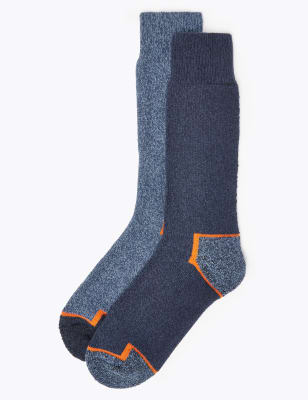 

M&S Collection Pack de 2 pares de calcetines de trabajo gruesos Freshfeet™Mens - Blue Mix, Blue Mix