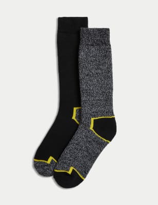 

Mens M&S Collection 2pk Freshfeet™ Heavyweight Work Socks - Grey Mix, Grey Mix