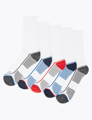 

Mens GOODMOVE 5pk Cool & Fresh™ Sport Socks - White Mix, White Mix