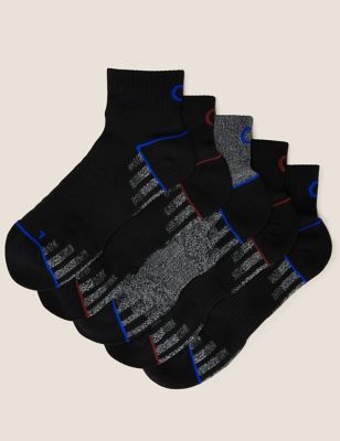 

Mens GOODMOVE 5pk Cushioned Quarter Socks - Black Mix, Black Mix