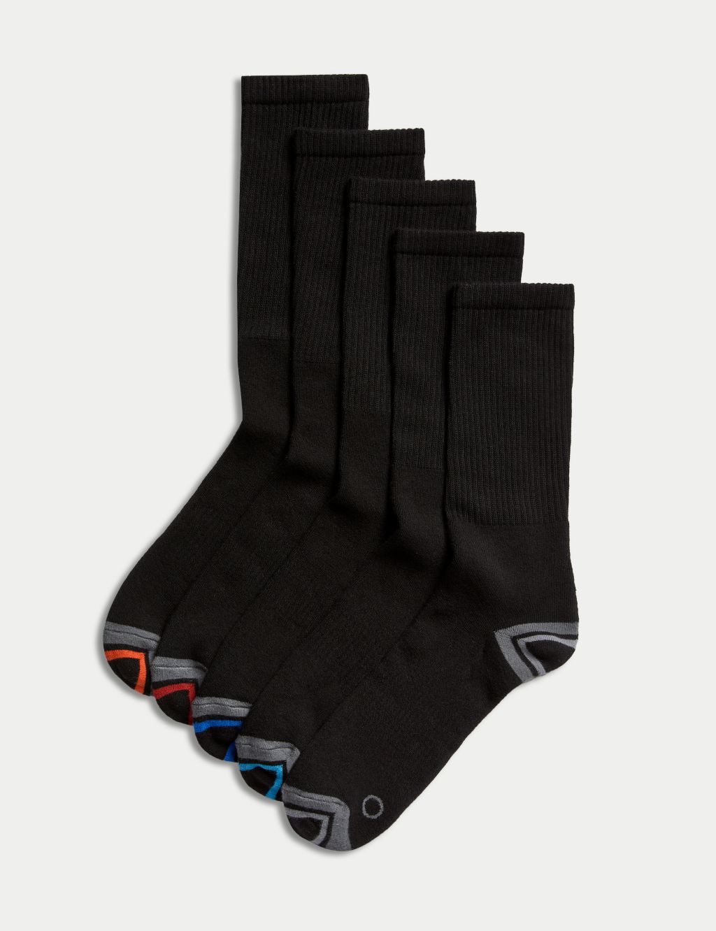 5pk Cotton Rich Cushioned Sports Socks image 1