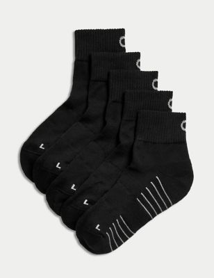 Goodmove Mens 5pk Cushioned Sports Socks - 9-12 - Black, Black,White