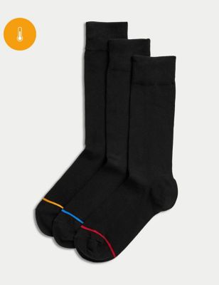 M&S Mens 3pk Heatgentm Light Thermal Socks - 9-12 - Black Mix, Black Mix