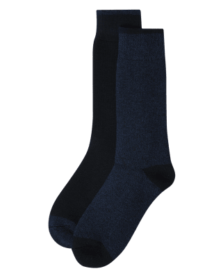 

Mens M&S Collection 2pk Maximum Warmth Thermal Socks - Blue Mix, Blue Mix