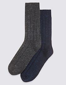 2 Pair Pack Thermal Rib Socks with Wool