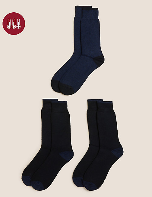 Marks And Spencer Mens M&S Collection 3pk Heatgen Maximum Warmth Thermal Socks - Navy Mix
