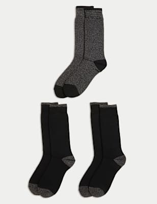 Marks And Spencer Mens M&S Collection 3pk Heatgen Maximum Warmth Thermal Socks - Black Mix, Black Mix