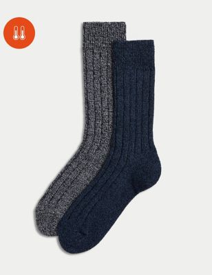 

Mens M&S Collection 2pk Heatgen™ Medium Warmth Thermal Socks - Blue Mix, Blue Mix
