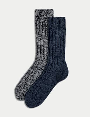 

Mens M&S Collection 2pk Heatgen™ Medium Warmth Thermal Socks - Blue Mix, Blue Mix