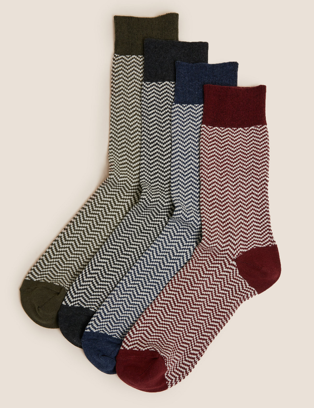 4pk Casual Herringbone Socks