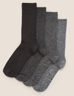 

Mens M&S Collection 4er-Pack gerippte Freizeitsocken - Grey Mix, Grey Mix