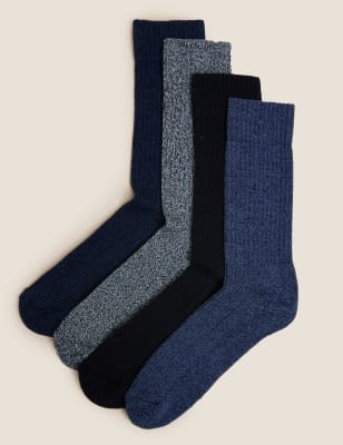 

Mens M&S Collection 4pk Cotton Casual Cushioned Socks - Blue Mix, Blue Mix