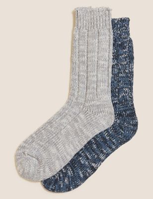 

Mens M&S Collection 2pk Assorted Socks - Blue Mix, Blue Mix
