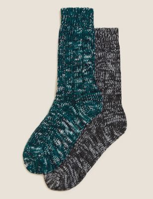 Mens M&S Collection 2pk Assorted Socks - Teal Mix, Teal Mix