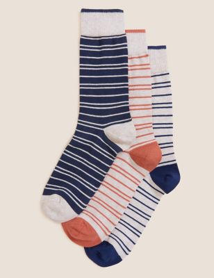 

Mens M&S Collection 3pk Striped Organic Cotton Rich Socks - Ecru Mix, Ecru Mix