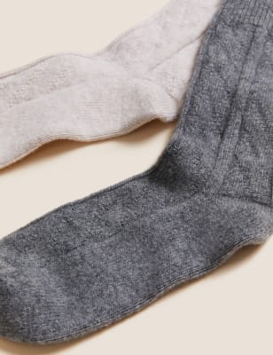 

Mens M&S Originals 2pk Lambswool Socks - Grey Mix, Grey Mix