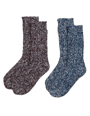 

Mens M&S Collection 2pk Chunky Cotton Rich Socks - Burgundy Mix, Burgundy Mix