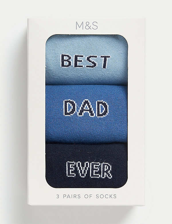 3er-Pack Socken mit hohem Baumwollanteil „Best Dad Ever“ - AT