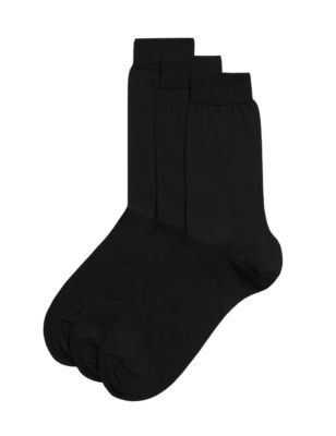 Mens M&S Collection Luxury 3pk Pure Cotton Socks - Black