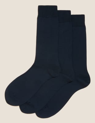  Luxury Lot de 3 paires de chaussettes en coton égyptien de qualité supérieure - Navy