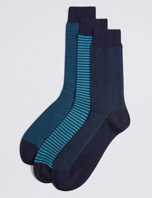 3 Pack Luxury Egyptian Cotton Rich Socks | M&S Collection Luxury | M&S