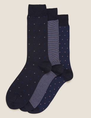 

M&S Collection Luxury Pack de 3 pares de calcetines de algodón egipcio premium variadosMens - Pink Mix, Pink Mix