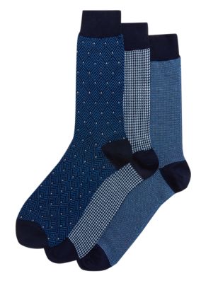 

Mens M&S Collection 3pk Assorted Egyptian Cotton Rich Socks - Blue Mix, Blue Mix