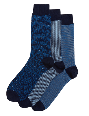 

Mens M&S Collection 3pk Assorted Egyptian Cotton Rich Socks - Blue Mix, Blue Mix