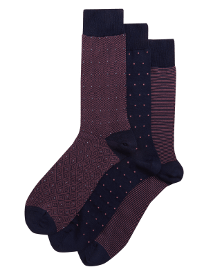

Mens M&S Collection 3er-Pack Socken mit hohem Anteil ägyptischer Baumwolle, sortiert - Pink Mix, Pink Mix