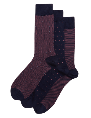 

Mens M&S Collection 3pk Assorted Egyptian Cotton Rich Socks - Pink Mix, Pink Mix