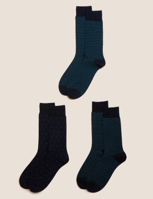 

M&S Collection Pack de 3 pares de calcetines de algodón egipcio variadosMens - Teal Mix, Teal Mix