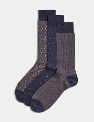 3pk Assorted Egyptian Cotton Rich Socks