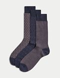 3 paar Egyptisch-katoenrijke sokken met diverse dessins