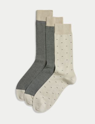 3pk Assorted Egyptian Cotton Rich Socks - SA