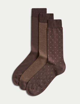 

Mens M&S Collection 3pk Assorted Egyptian Cotton Rich Socks - Brown Mix, Brown Mix