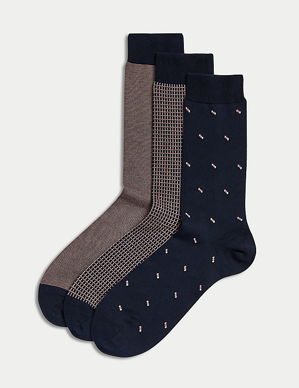 3pk Assorted Egyptian Cotton Rich Socks - NL