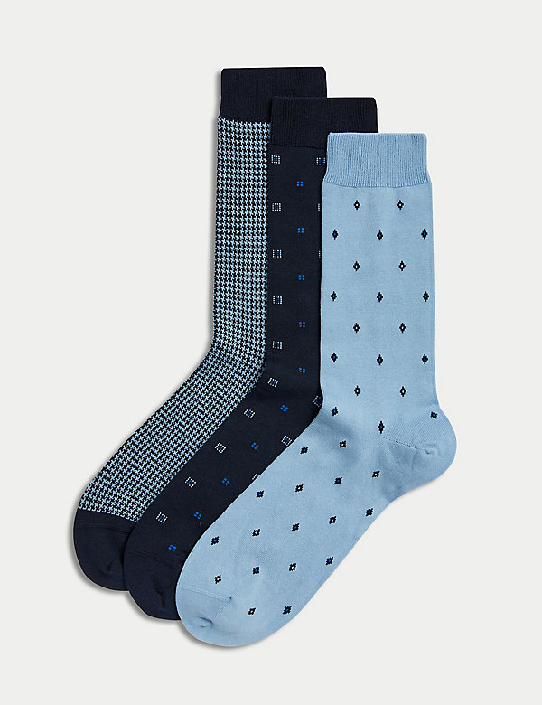 3pk Foulard Egyptian Cotton Rich Socks - NO