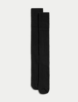 M&S Mens 2pk Lambswool Long Socks - 12-14 - Black, Black
