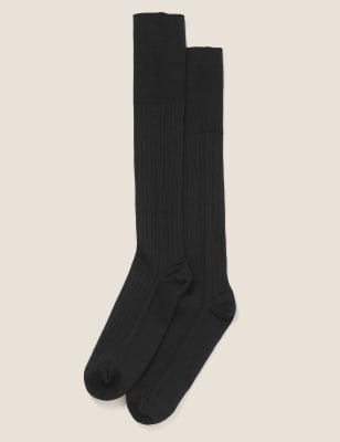 

Mens M&S Collection 2pk Lambswool Long Socks - Black, Black