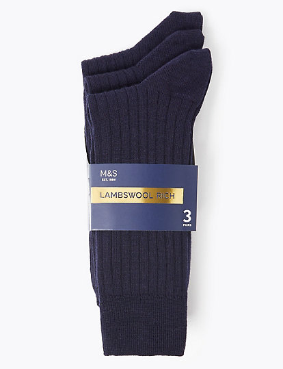 3pk Lambswool Smart Socks