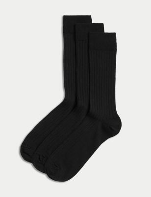 

Mens M&S Collection 3pk Lambswool Smart Socks - Black, Black