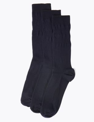 

Mens M&S Collection 3pk Gentle Grip Cool & Fresh™ Socks - Navy, Navy