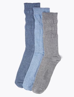 

Mens M&S Collection 3pk Gentle Grip Cool & Fresh™ Socks - Blue/Grey, Blue/Grey