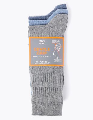 Gentle Grip Socks 3 Pack - Grey Mens – Potters Bowls