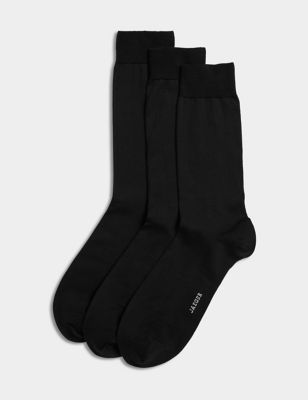 Jaeger Mens 3pk Mercerised Cotton Rich Socks - 9-12 - Black, Black